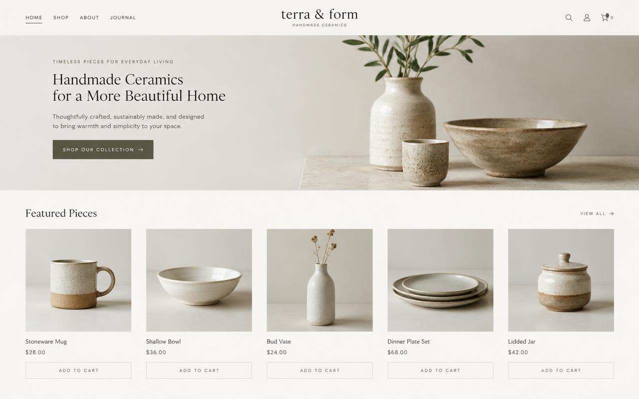 Screenshot of the Terra & Form website